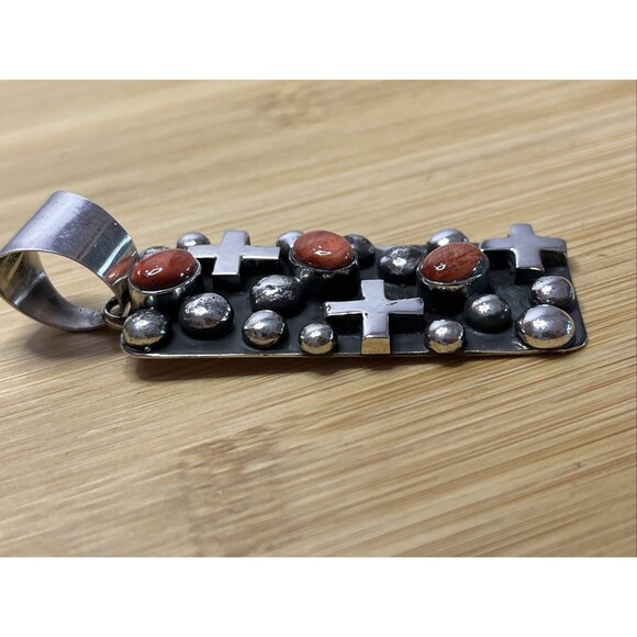 Signed- Chimney Butte Southwestern Large Sterling Silver Cross/dot Pendant - Picture 4 of 6